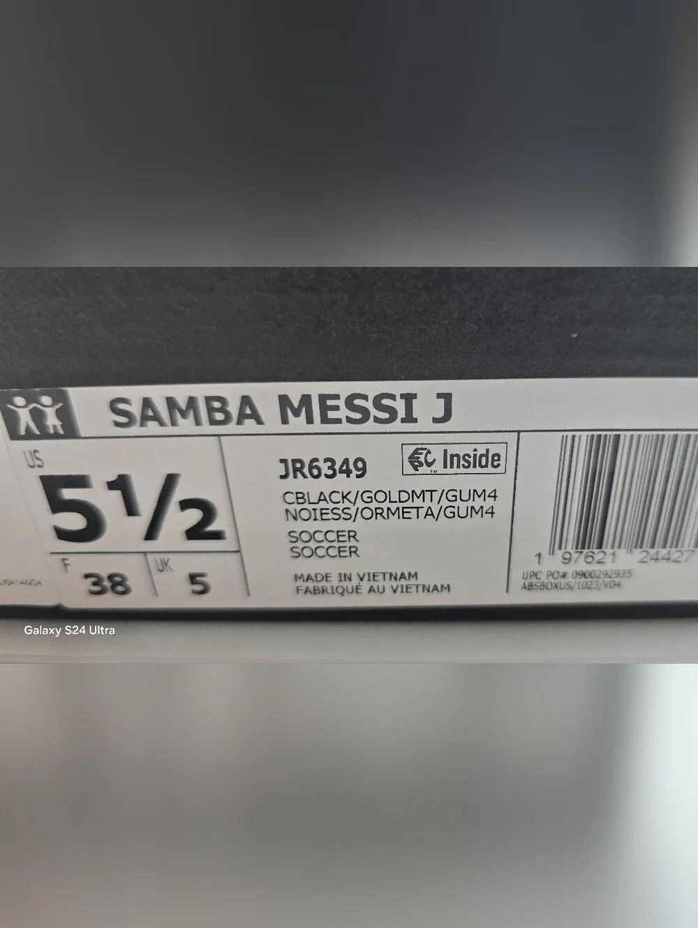 Adidas Messi  J Black & Gold Leather Sneaker